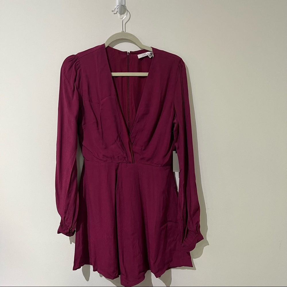 Lovers+Friends Long Sleeves Romper Raspberry